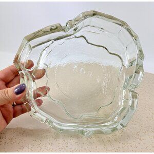 Vintage Iceberg ashtray, freeform clear glass, Scandinavian style catch-all